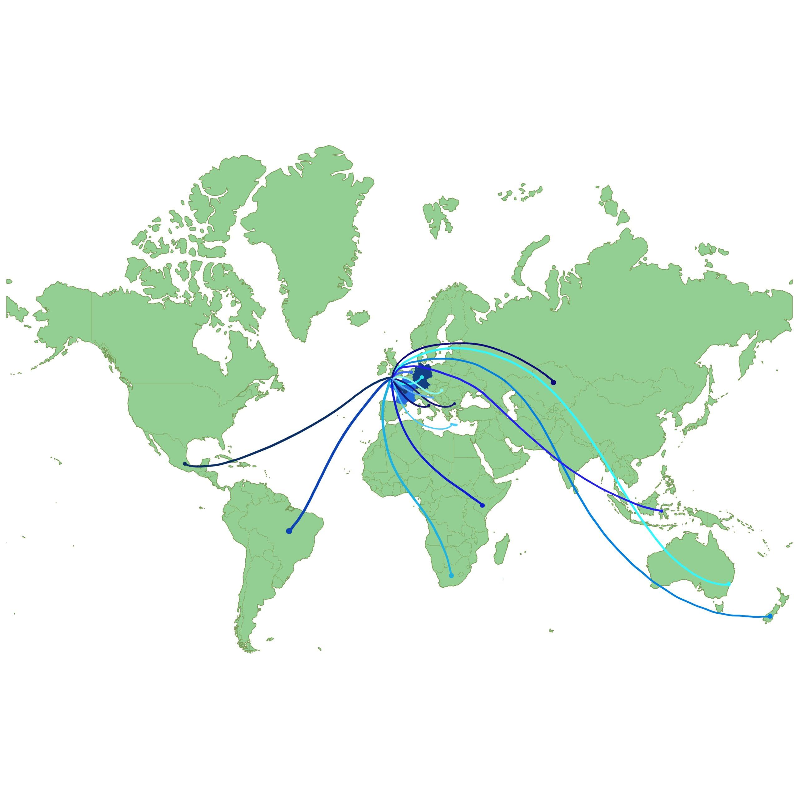 World map showing Protectaseal global distributor network across international markets