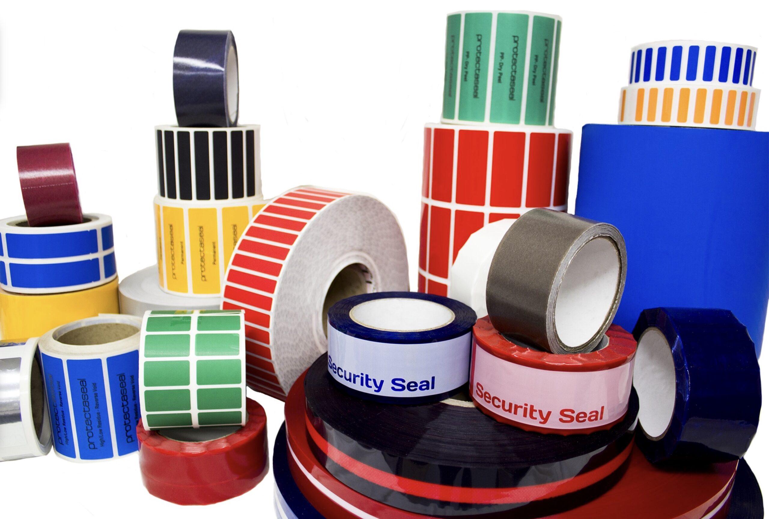 Assortment of tamper-evident label materials and printed security labels