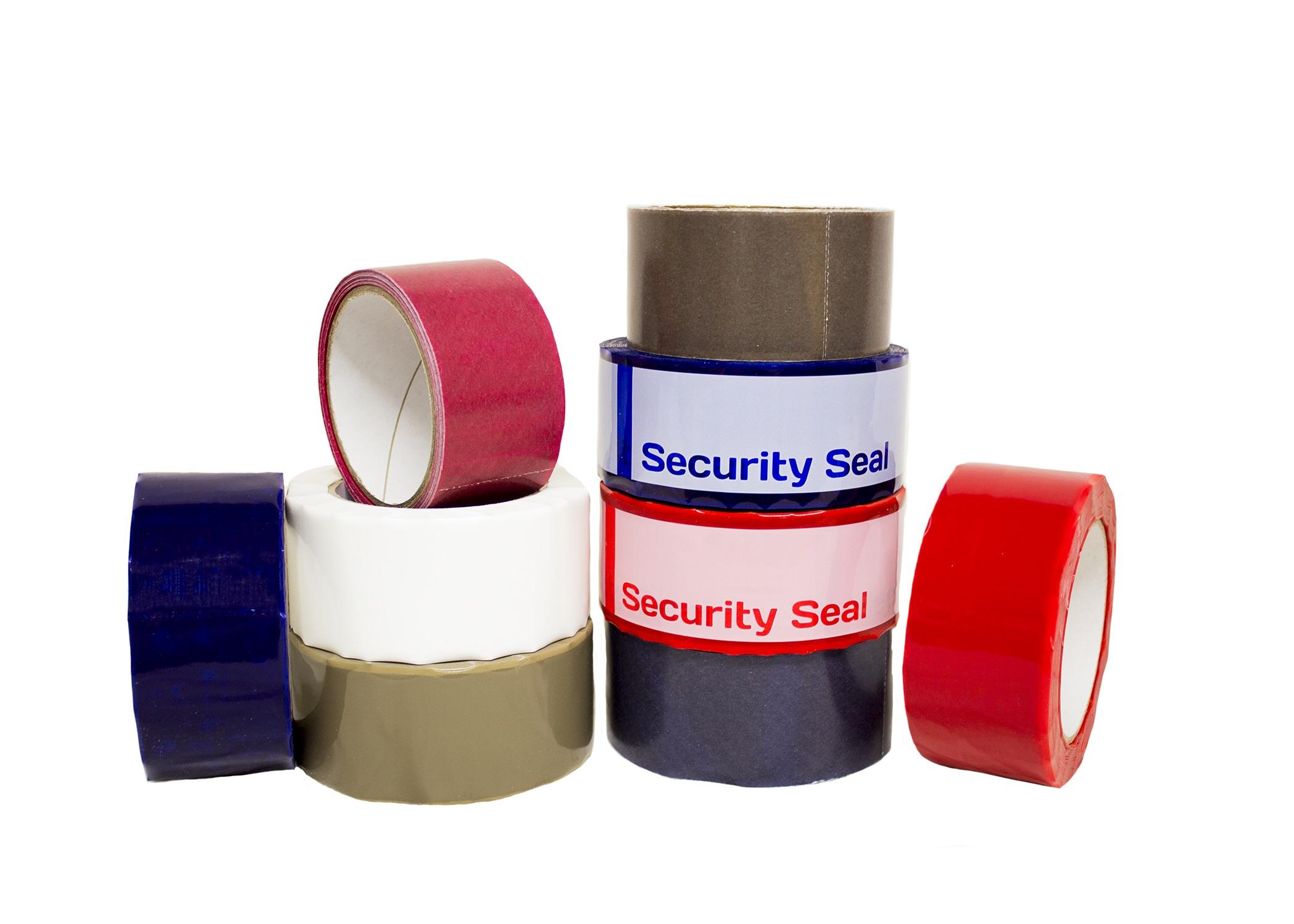 Assortment of Protectaseal tamper-evident packaging tape products including bag tape and carton tape