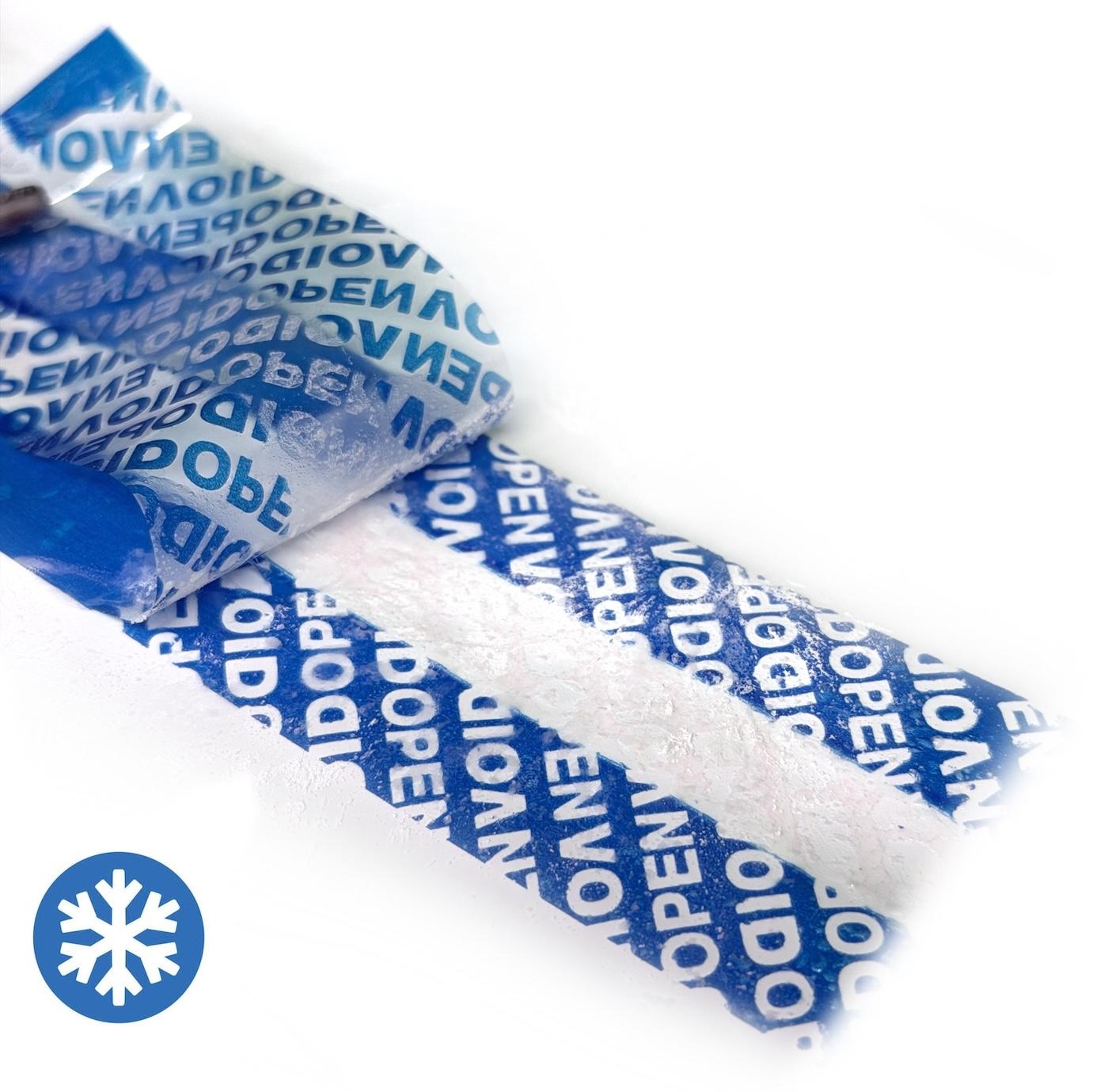 Blue tamper-evident bag tape showing cold manipulation security evidence